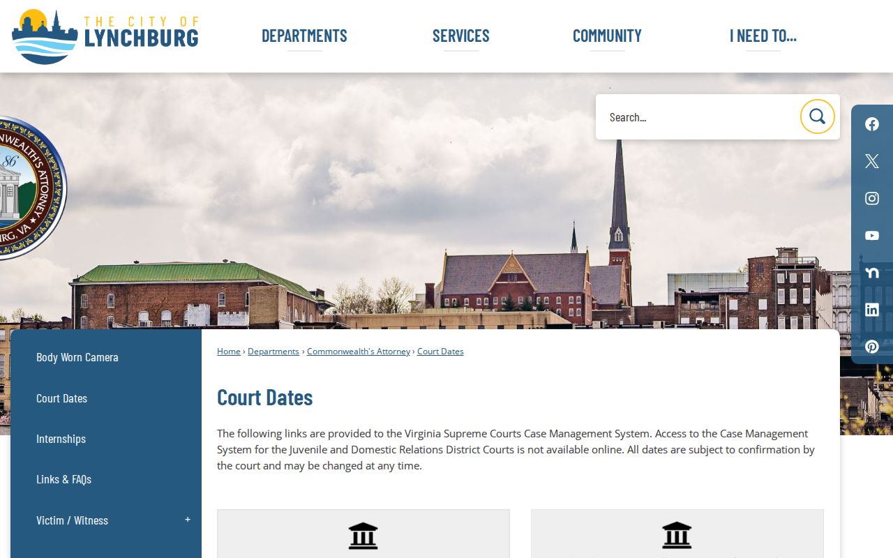 Lynchburg City warrant search, official court-date hub