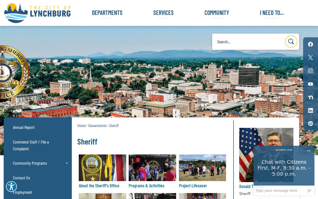Lynchburg City active warrants, official Sheriff public services page