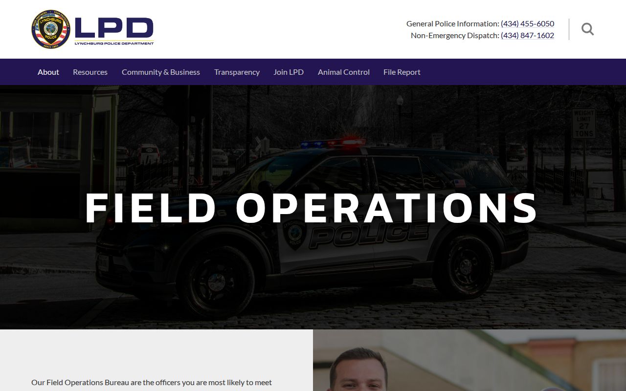 Lynchburg City arrest warrants, LPD Field Operations page