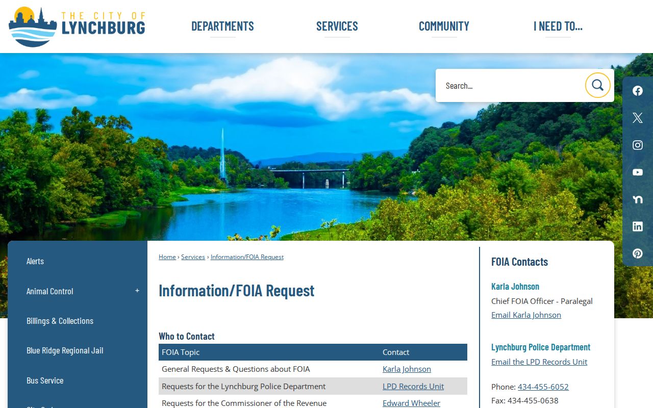 Lynchburg City municipal warrant records, City FOIA request information