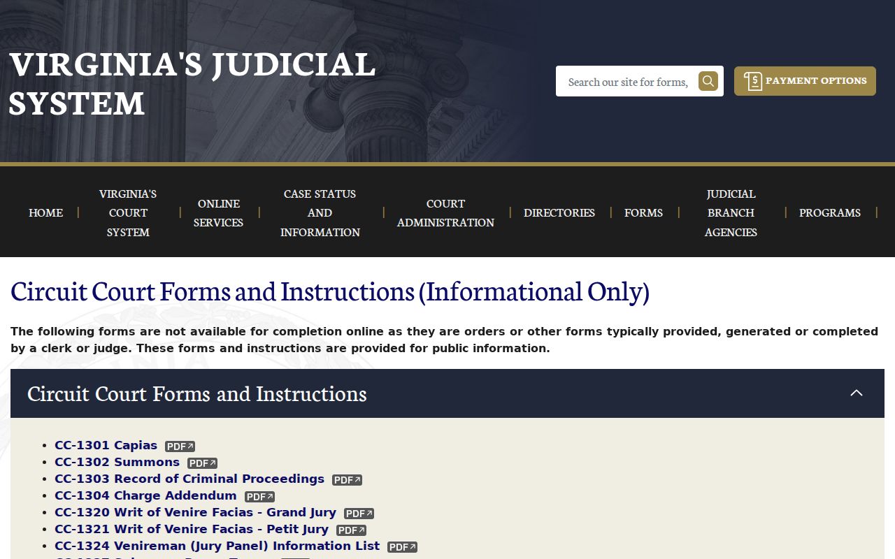 Lynchburg City bench warrant records, blank Virginia capias and show-cause forms